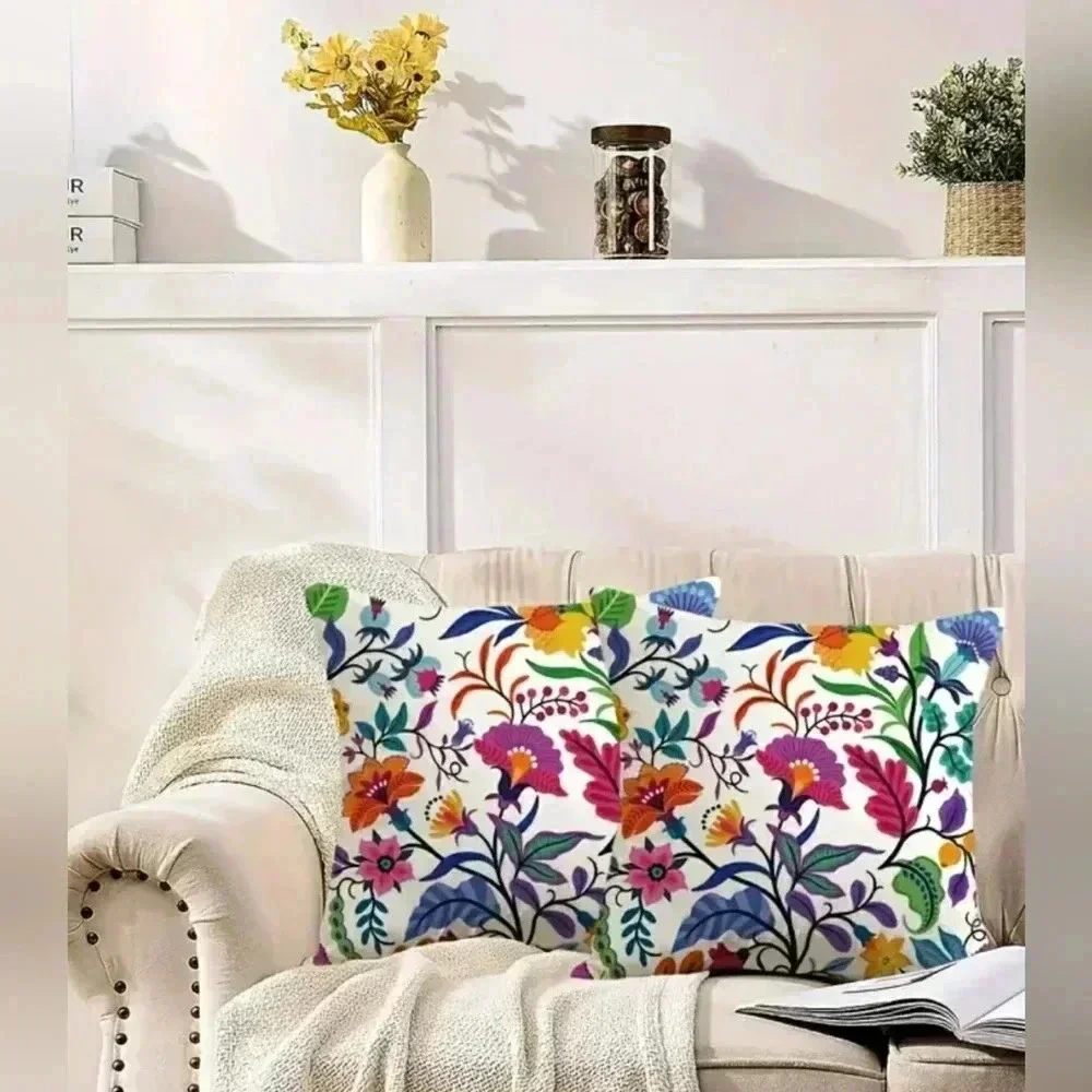 Pillow Covers Boho Cottagecore Summer Farmhouse Accent Floral Set 2 New